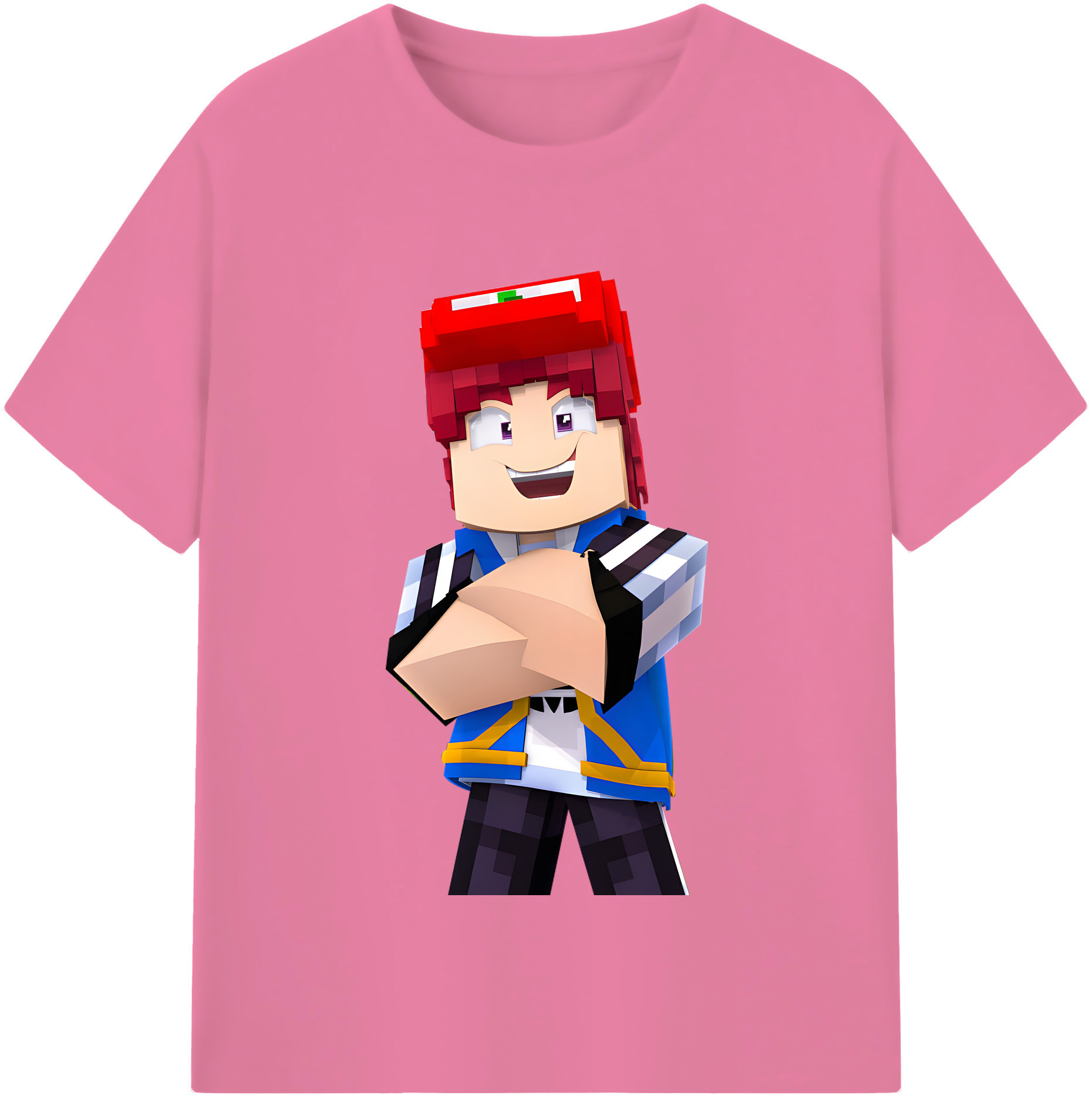 （画像用） マインクラフト ブロックの世界 Minecraft MC Block world 綿100％半袖Tシャツ（フロントプリント）